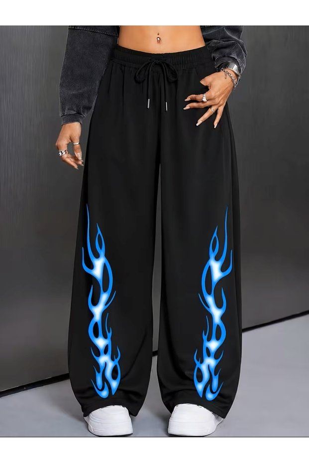 Unisex Oversize Sweatpants 3 Thread Raster Patterned Relaxed Cut Streetwear Trousers
