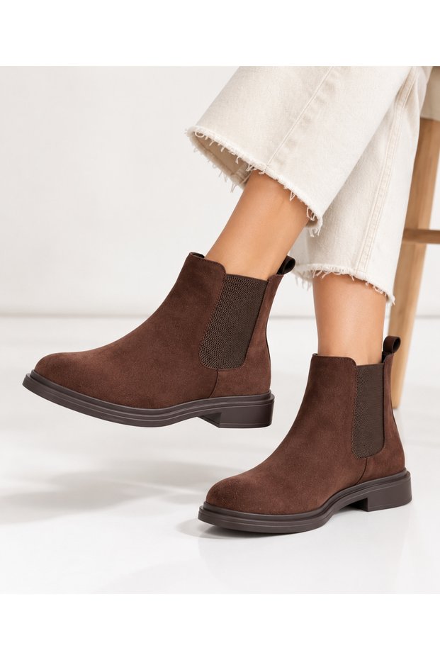 Women's Chelsea Boots Suede Elastic Casual Comfortable Sole Ankle Boots
