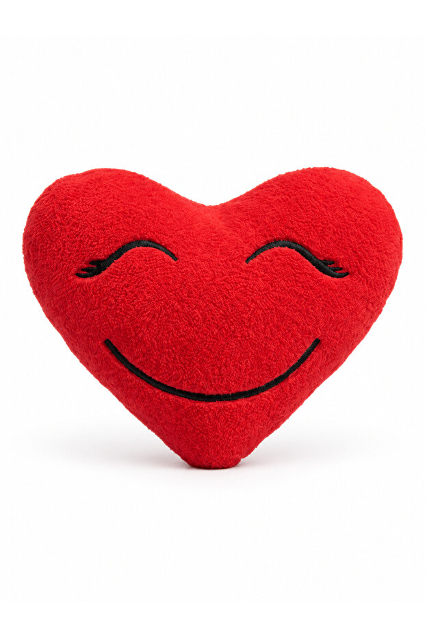 Smiling Face Red Heart Plush Decorative Pillow 25 cm Cute Gift Pillow