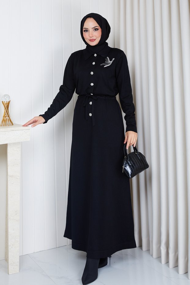 Women's Mercerized Knitwear Dress with Tunnel Waist