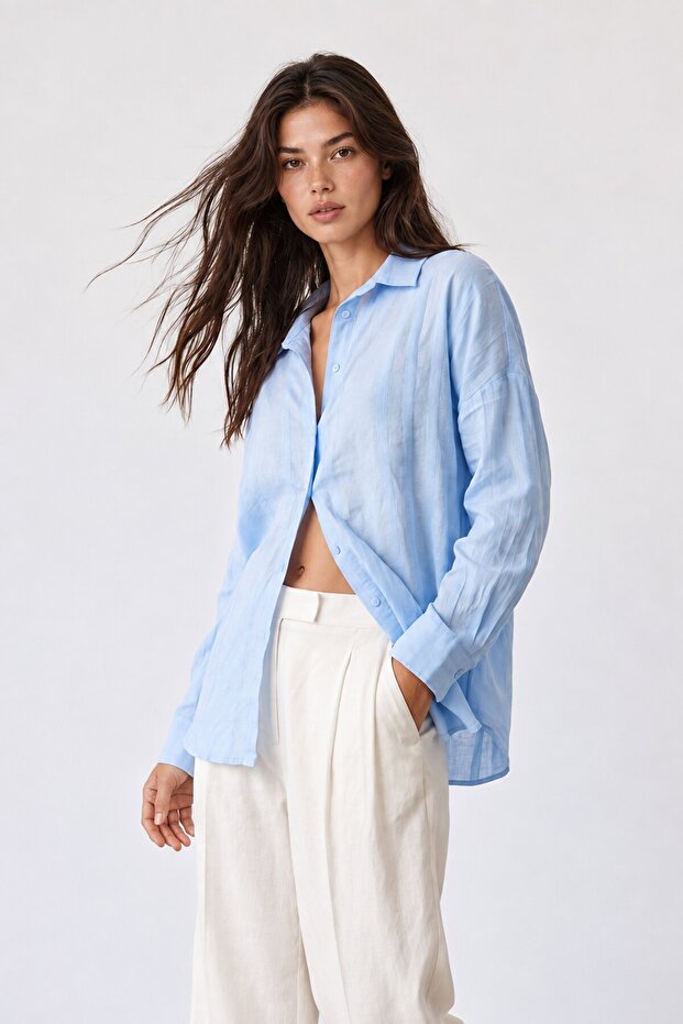 Jacquard Oversize Woven Shirt
