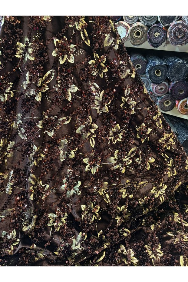 Sequin Embroidered Velvet Fabric