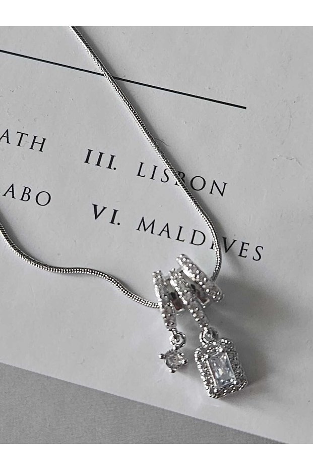 Stainless Steel Zircon Stone Necklace