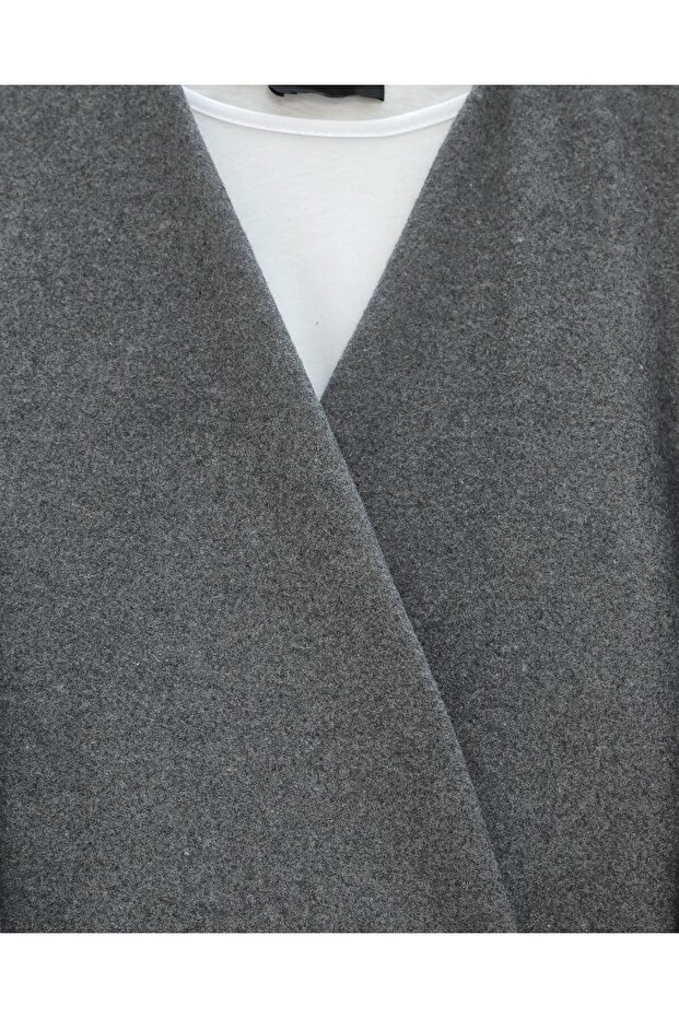 Cross-Tied Cashmere Kimono -Smoked