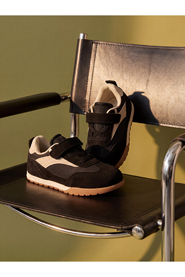 Lcw Steps Black Suede Look Boys' Sports Shoes
