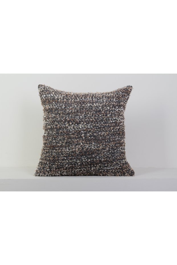 Brown Boucle Look Multi-Colored Textured Modern Decorative Throw Pillow Cover