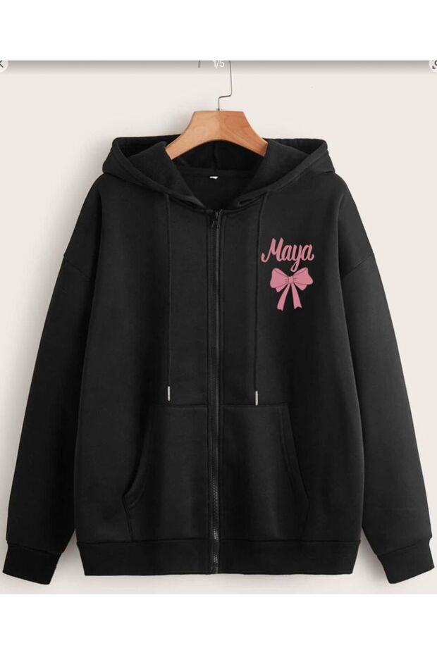 Unisex Black Streetwear Oversize Hooded Casual Cotton Sweatshirt with Pockets