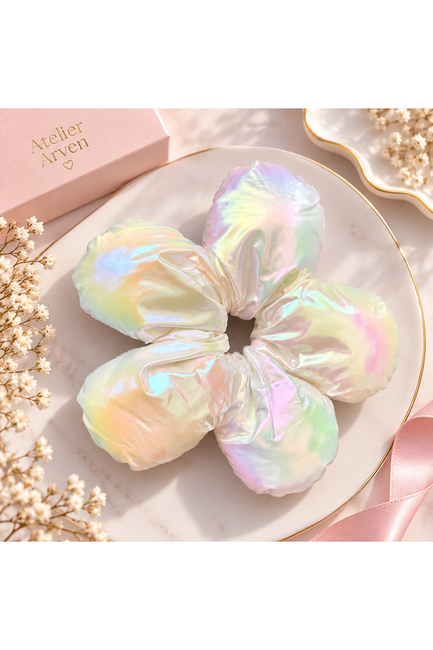 White Iris Flower Scrunchie