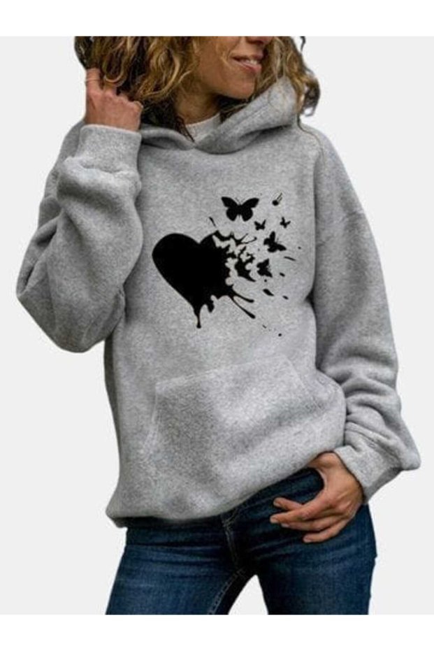 Unisex Gray Kangaroo Pocket Thick Fabric Oversize Hooded Sweatshirt Hoodie