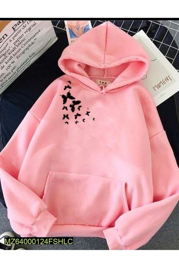 Unisex Pink Loose Fit Hooded Sweatshirt with Inner Pockets, Warm Hoodie