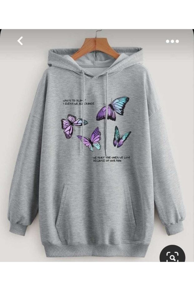 Unisex Gray Streetwear Oversize Hooded Casual Cotton Sweatshirt with Pockets