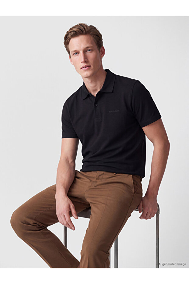 Esvab • Modern & Distinctive Regular Fit Turn-Down Collar Combed Cotton Men's T-Shirt