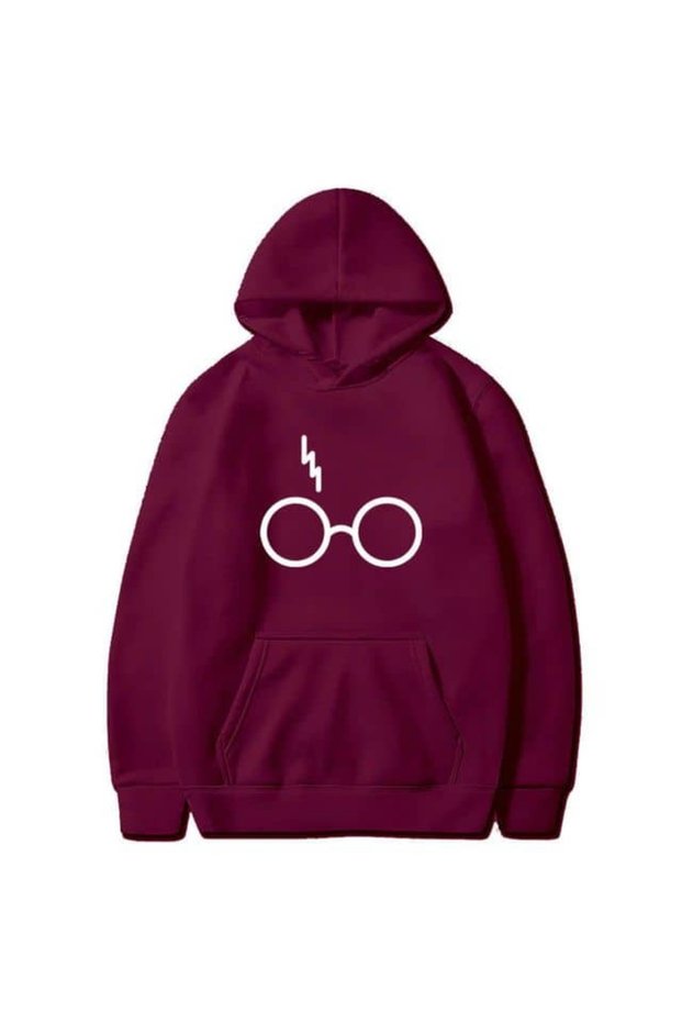 Unisex Red Streetwear Oversize Hooded Casual Cotton Sweatshirt with Pockets