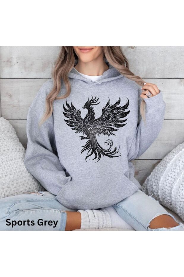 Unisex Gray Streetwear Oversize Hooded Casual Cotton Sweatshirt with Pockets