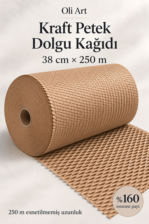 Kraft Honeycomb Filling Paper 38cm X 250m – Stretchable Packaging, Gift Wrapping, and Box Filling Paper