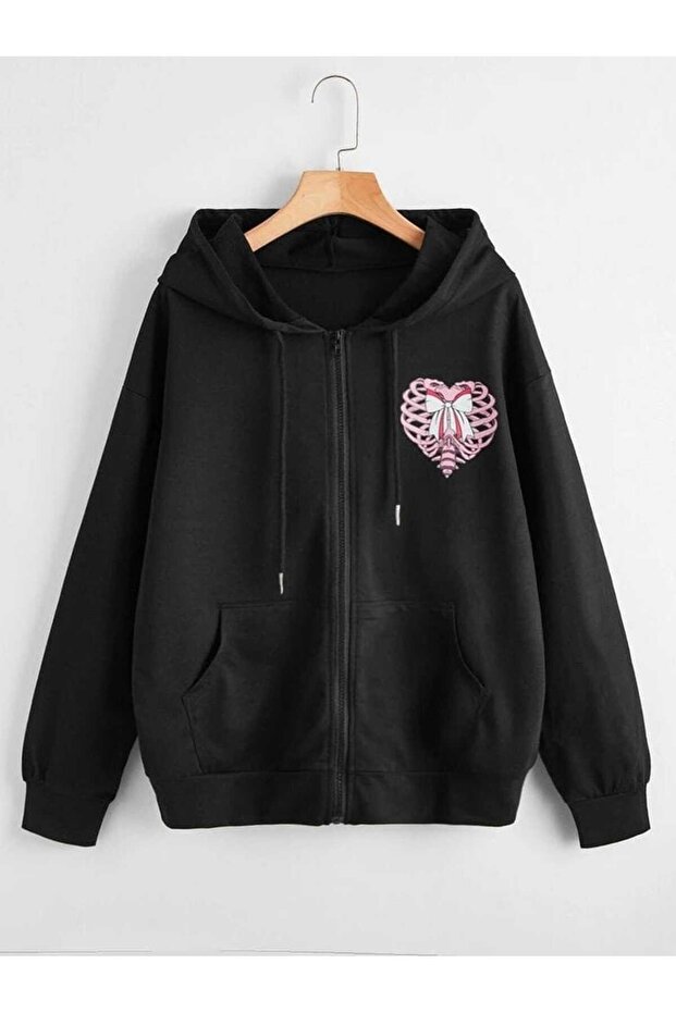 Unisex Black Casual Cut Hooded Sweatshirt with Inner Pockets, Warm Hoodie