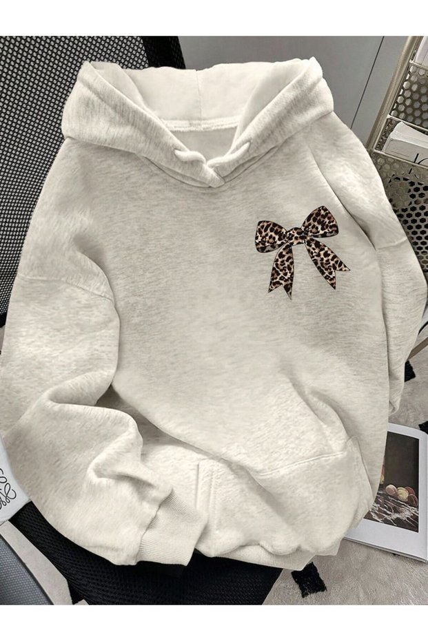 Unisex Gray Kangaroo Pocket Thick Fabric Oversize Hooded Sweatshirt Hoodie