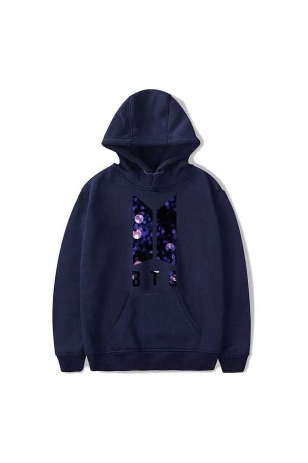 Modexa Unisex Hoody Navy Blue Relaxed Fit Hooded Kangaroo Pocket Thick Sweatshirt