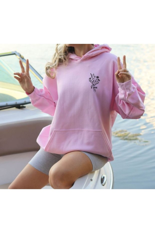 Modexa Unisex Hoody Pink Loose Fit Hooded Sweatshirt with Inner Piping Warm Hoodie