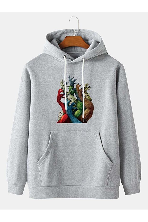 Unisex Gray Hooded Oversize Sweatshirt Comfortable Fit Cotton with Fleece Inside