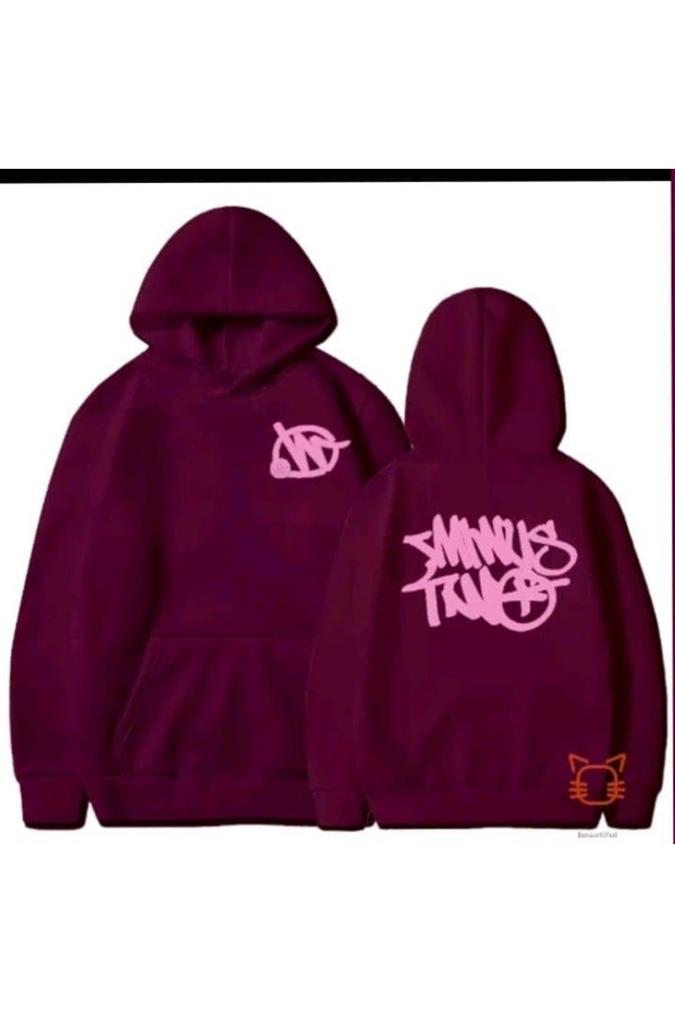 Modexa Unisex Hoody Red Loose Fit Hooded Sweatshirt with Inner Pockets Warm Hoodie