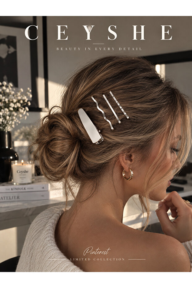Pinterest 4-Piece Sturdy Grip Clips and Wire Hairpins Imported Shiny Silver Plated Sturdy Metal Snap Hair Clip Hair Accessory