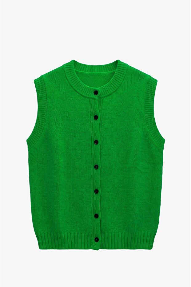 Dark Green Lana Buttoned Vest