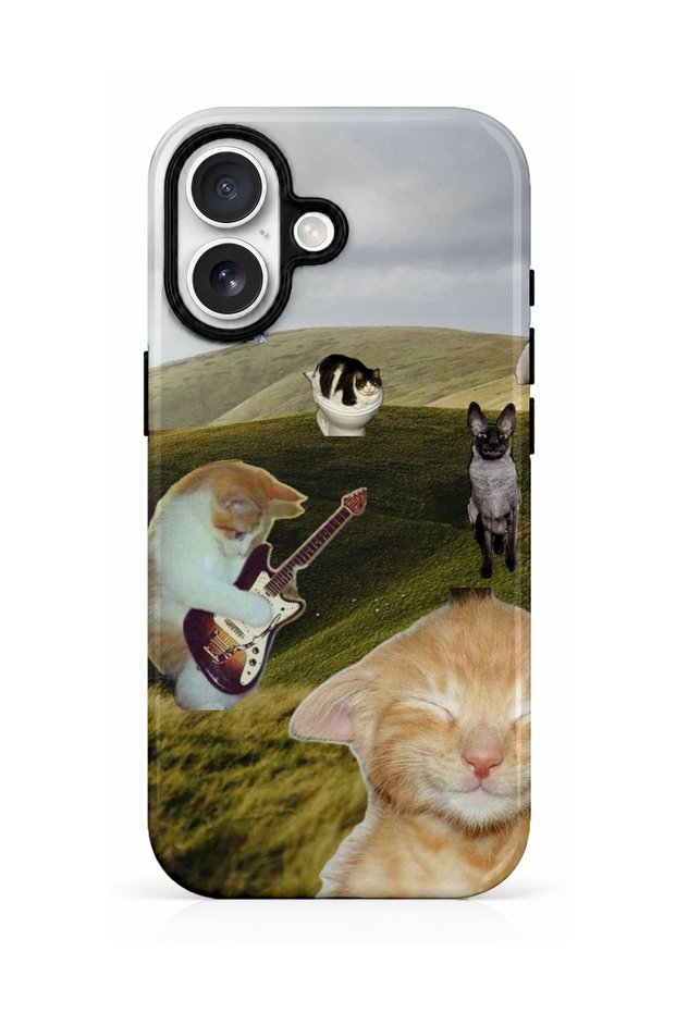 iPhone 17 Compatible - Funny Cats, Double Layer, Glossy Surface Protective Case