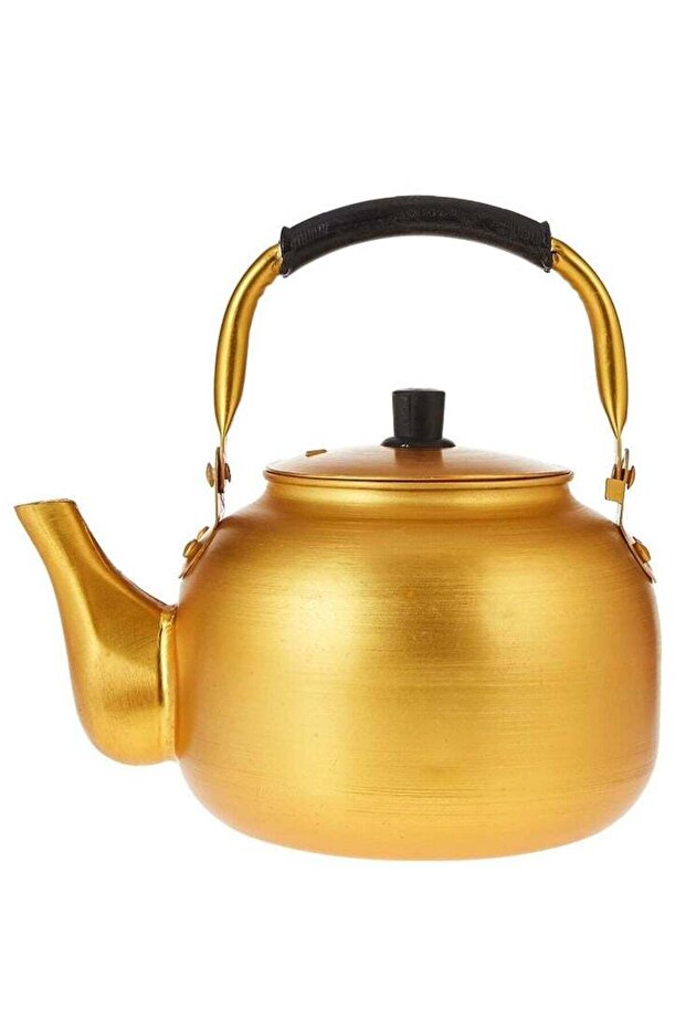 Gold Kettle 1 Litre | Stove Top Tea Kettle | Yellow Karak Kettle | Aluminium Coffee Pot Ideal for Home Office and Camping