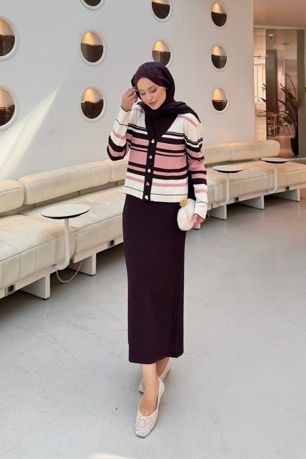 Falco Striped Suit Plum
