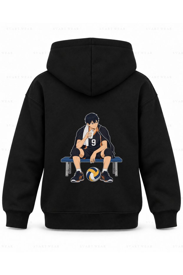 Haikyu Milk Box Break Printed Black Children's Hooded Sweatshirt