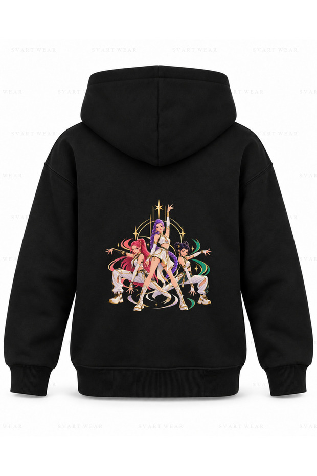 Huntr X Mirror Dance Printed Black Kids' Hooded Sweatshirt