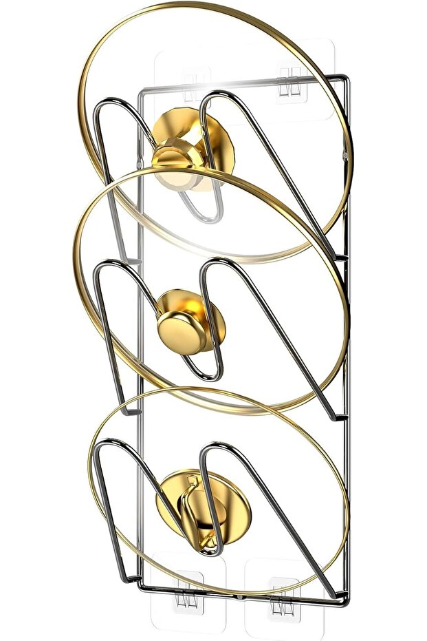 Pot Lid Organizer Rack - 1 Pack, 3-Tier Pots and Pans Lid Holder Organizer inside Cabinet or Wall/Do