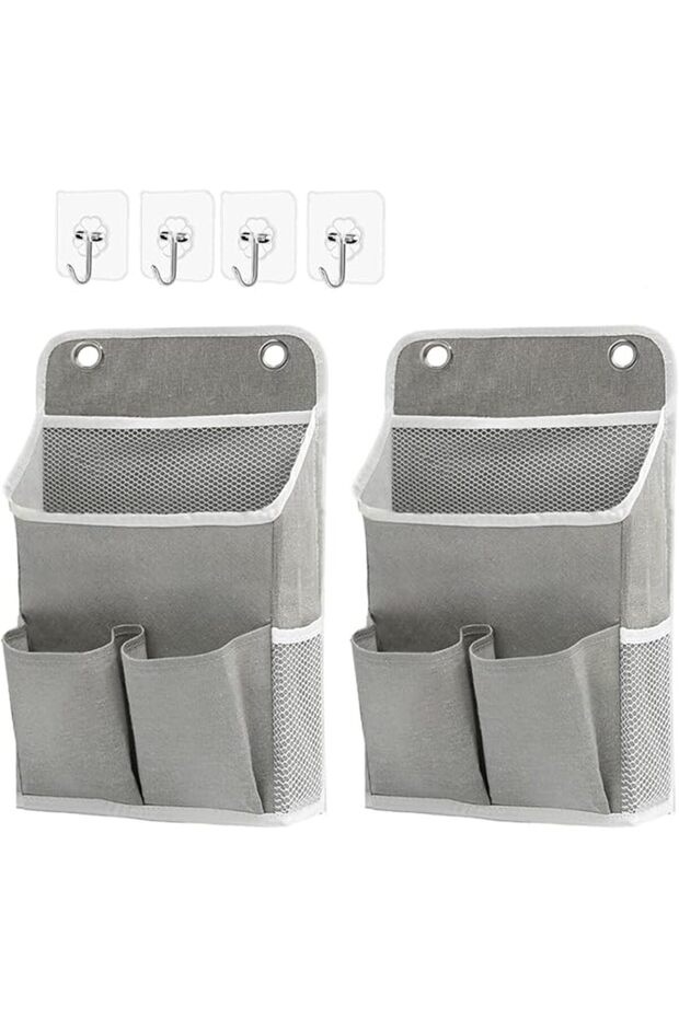 2pcs Canvas Multi Pocket Wall Hanging Storage Organizer with