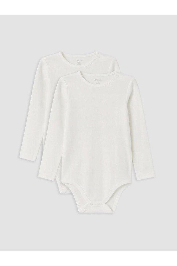 Crew Neck Baby Girl Snapback Bodysuit 2-Pack (W6)