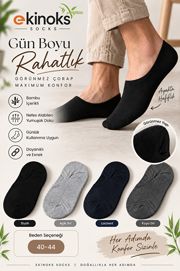 Erkek Bambu Sneaker Çorap