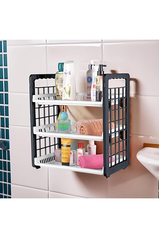 Coper Industries Multi-Purpose Wall Mounted 3-Tier Plastic Storage Rack | Storage Basket for Kitchen or Bathroom