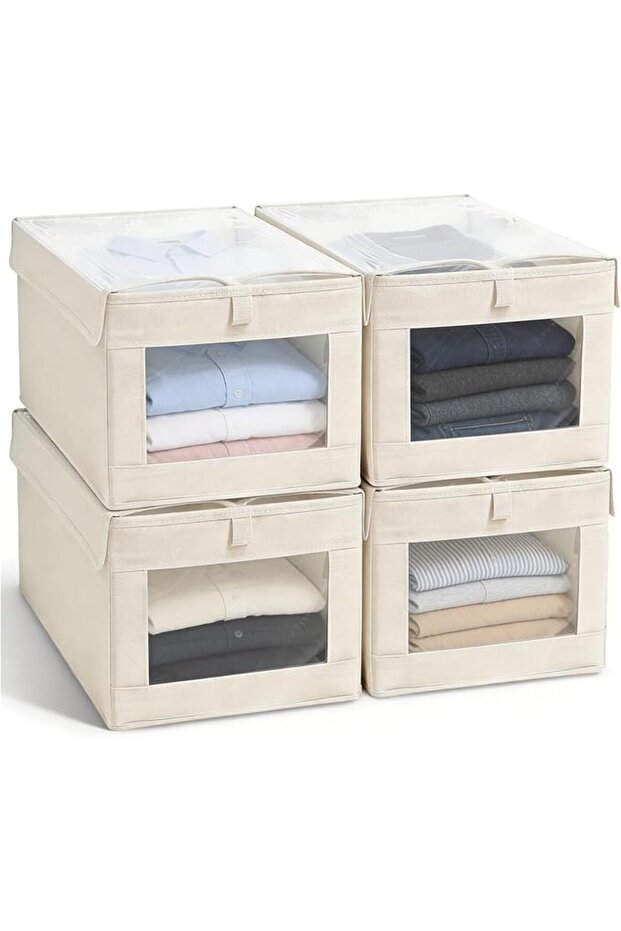 Yts Mfl Foldable Wardrobe Storage Organizer 4 Pack Storage Box with Lids Storage Cubes