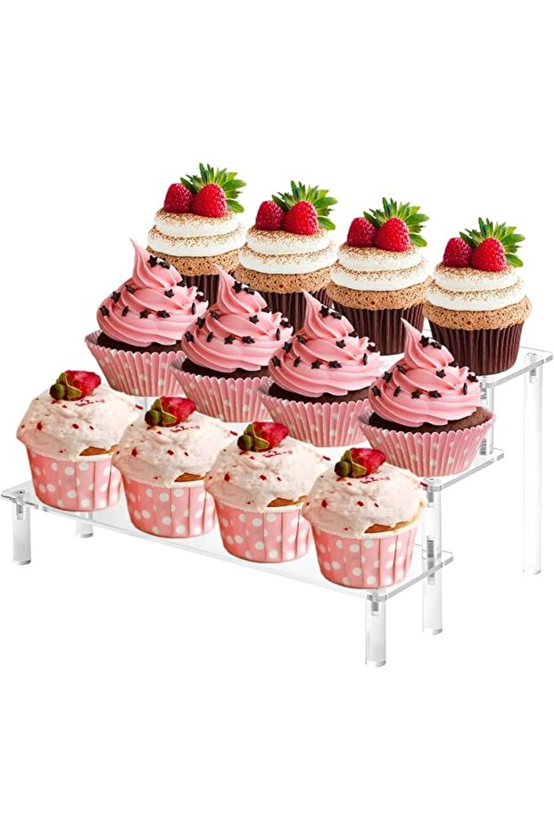 Pastry Display Case,Large Bakery Cookie Display Stand for Kitchen Countertop,3Layers Adjustable Clea