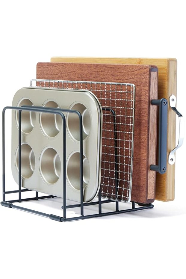 Cutting Board Organizer,Kitchen Cabinet Organizer,Divided Rack with 5 Slots for Baking Trays,Space-S