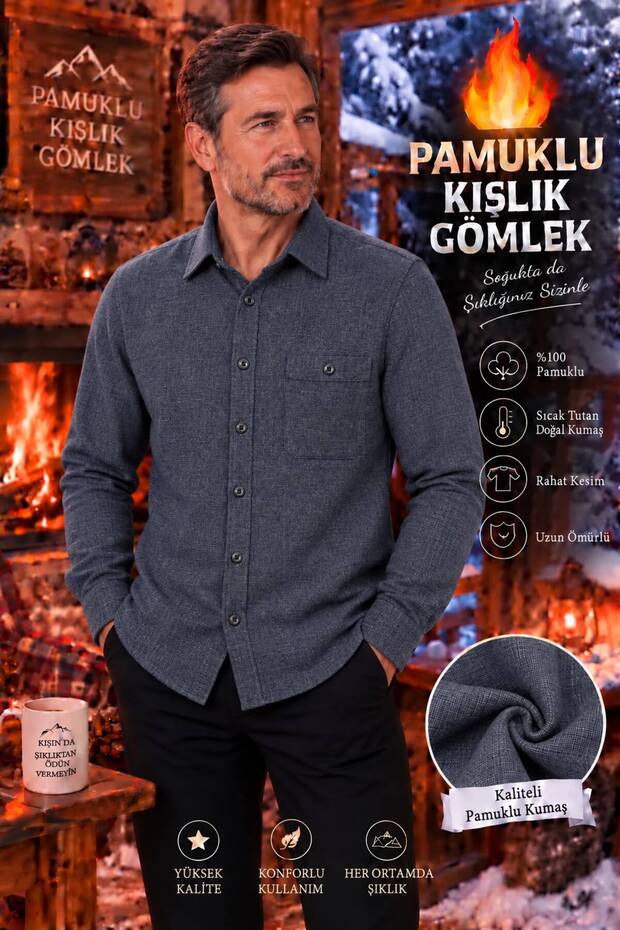 Flannel Cotton Winter Shirt | Single Pocket Cotton Shirt