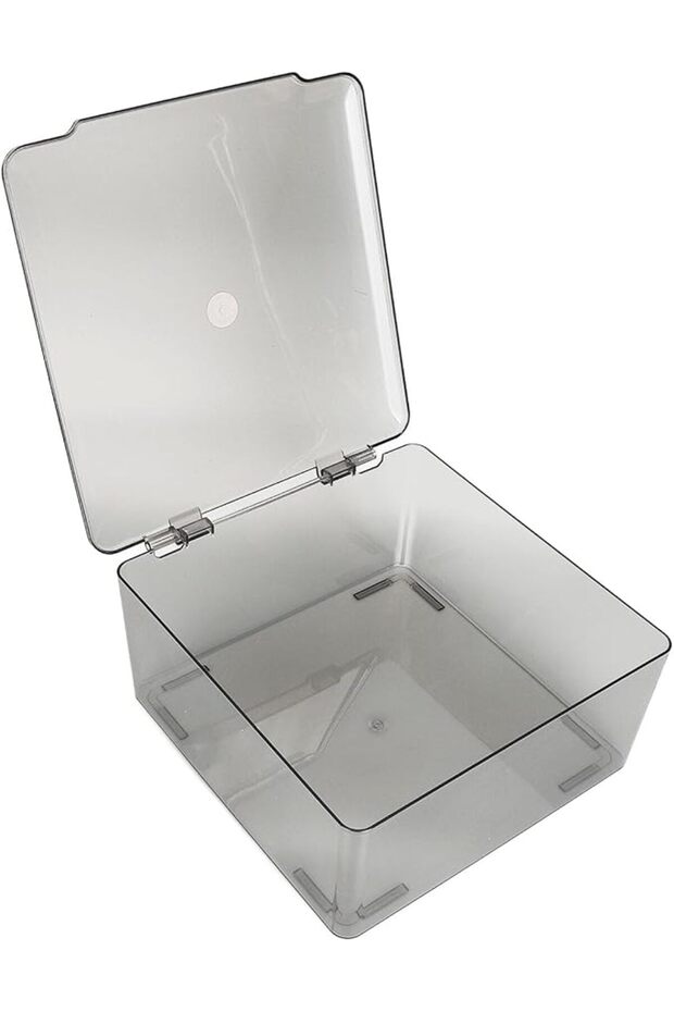 Cosmetic Storage Box, Storage Box with Hinged Lid, Dustproof, Large Capacity, Space Saving, Clear Pl