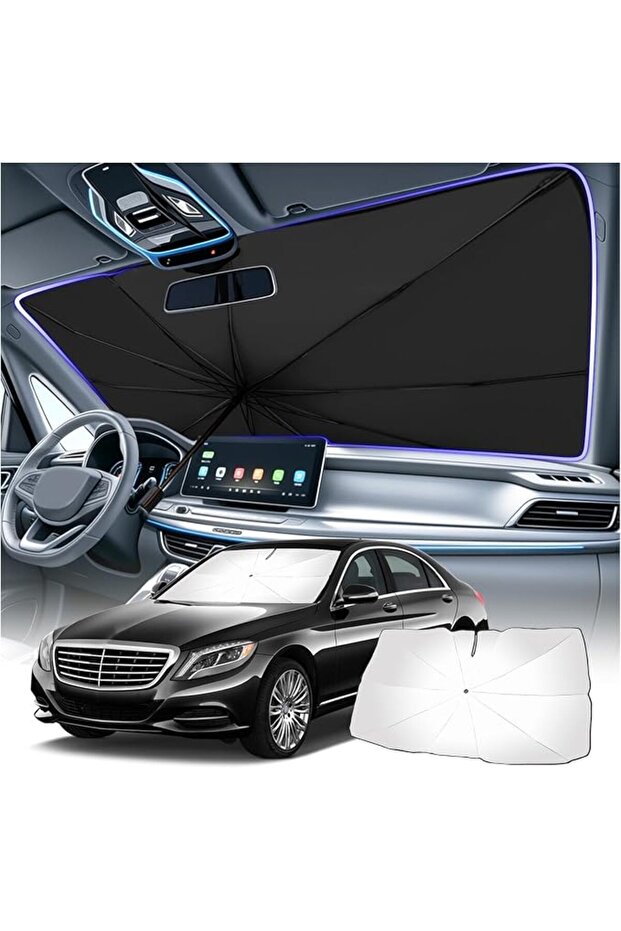 Car Windshield Sun Shade,Foldable Windshield Umbrella Sun Shade for Car for Reflecting Heat,Titanium