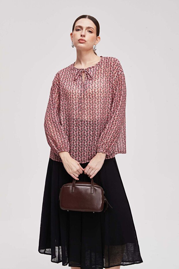 Women's Patterned Long-Sleeve Blouse