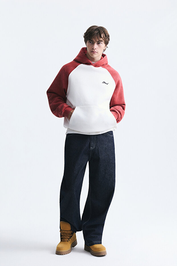 Color Blocked Hooded Sweatshirt