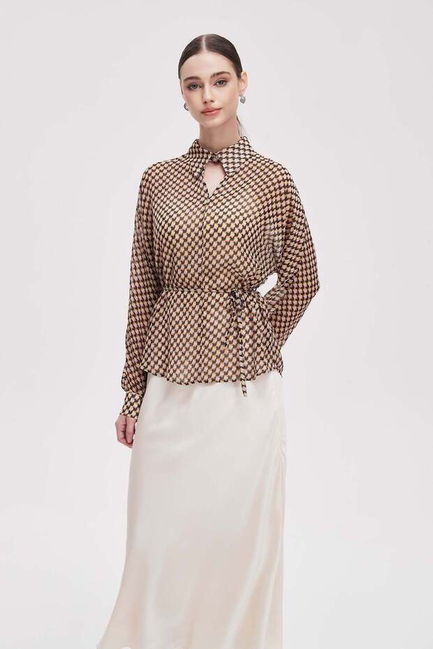 Women's Patterned Long-Sleeve Blouse