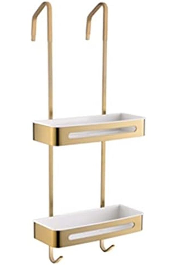 Over The Shower Door Caddy with Hooks and Storage Basket Rust Proof Hanging Shower Organizer and Pan