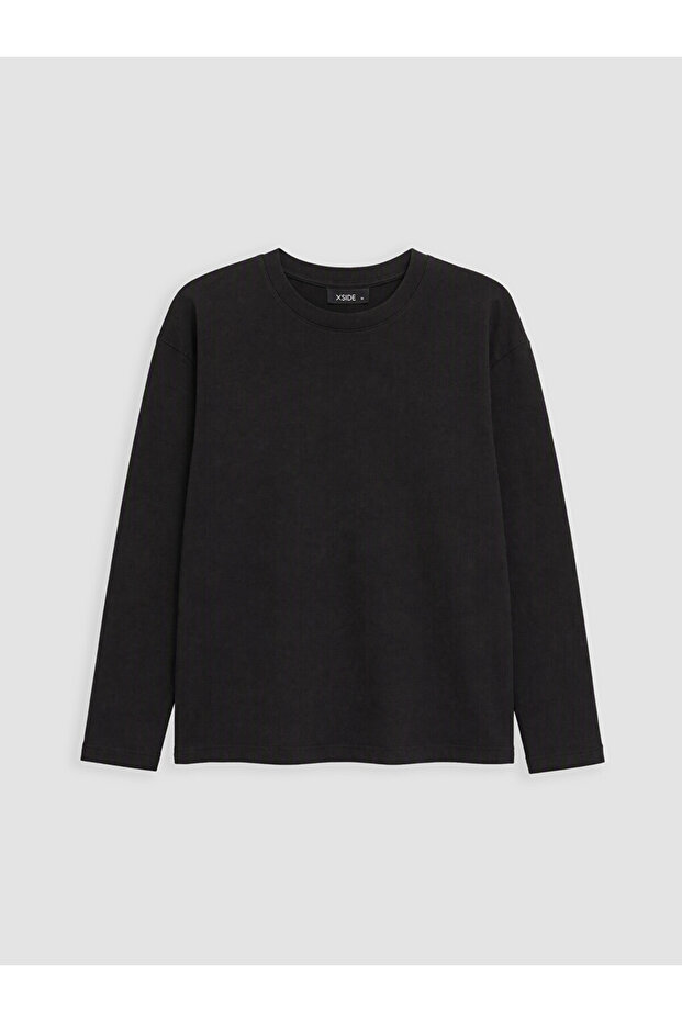 Özmarka New Season Black Crew Neck Men's Sweatshirt