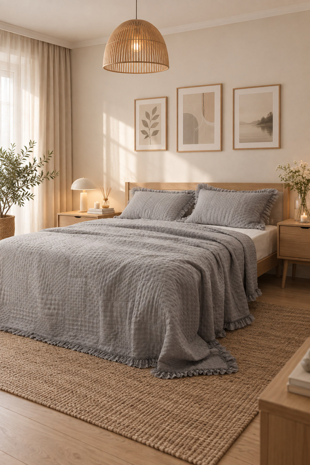 Medus Double Bedspread - Gray