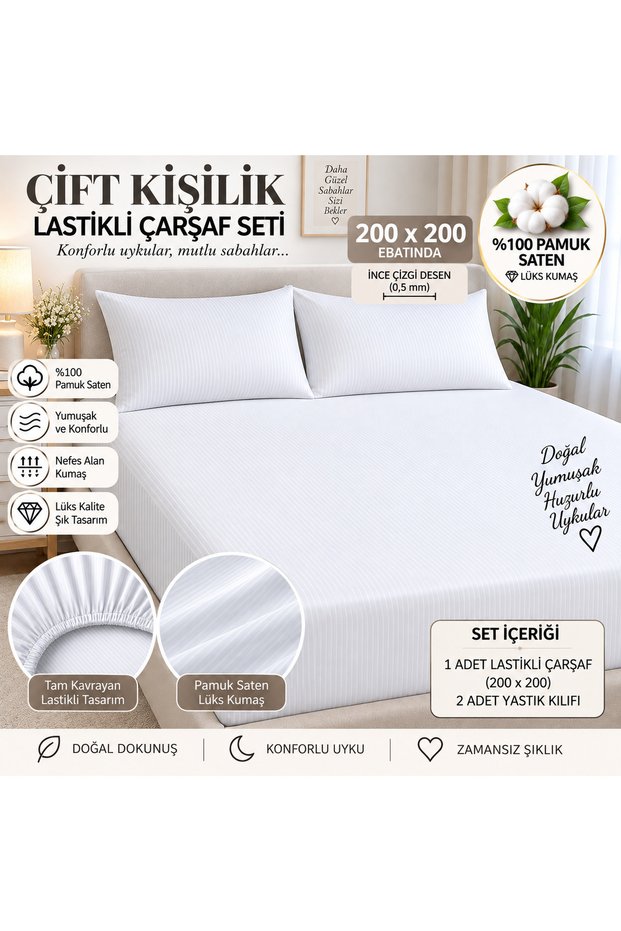 Striped Satin Fitted Sheet